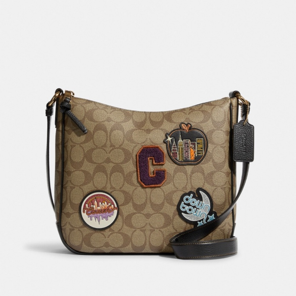 Coach Ellie File Bag In Signature Canvas With Disco Patches - Picture 6 of 6